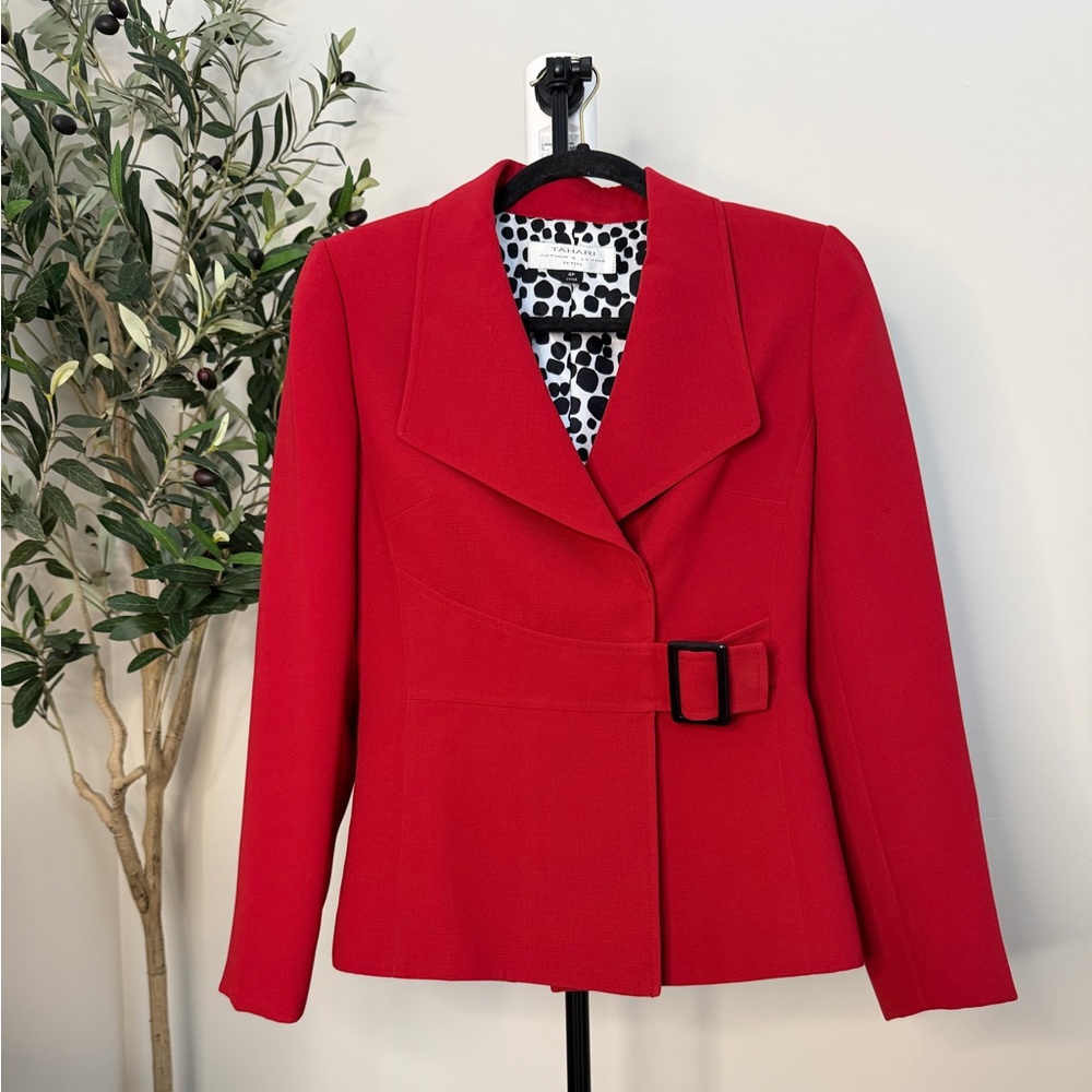 Tahari Vibrant Red Women's Blazer with Belt